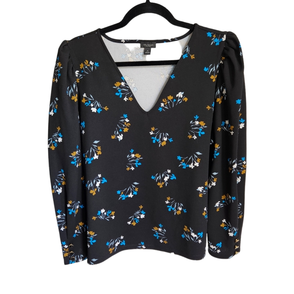Ann Taylor Floral Puff Sleeve Blouse
